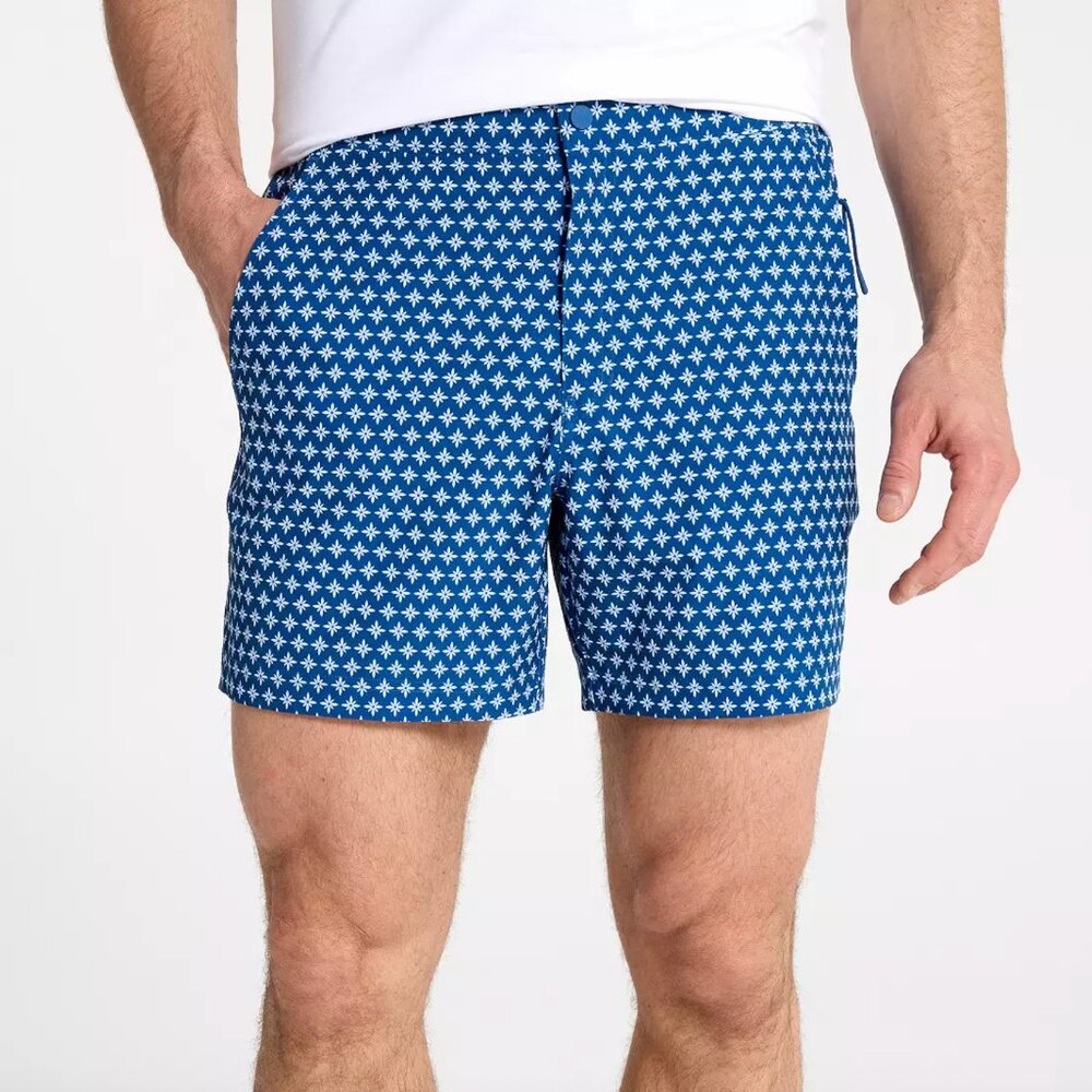 VRST Men's 6" Resort Short, Deep Denim Print, Medium, NWT